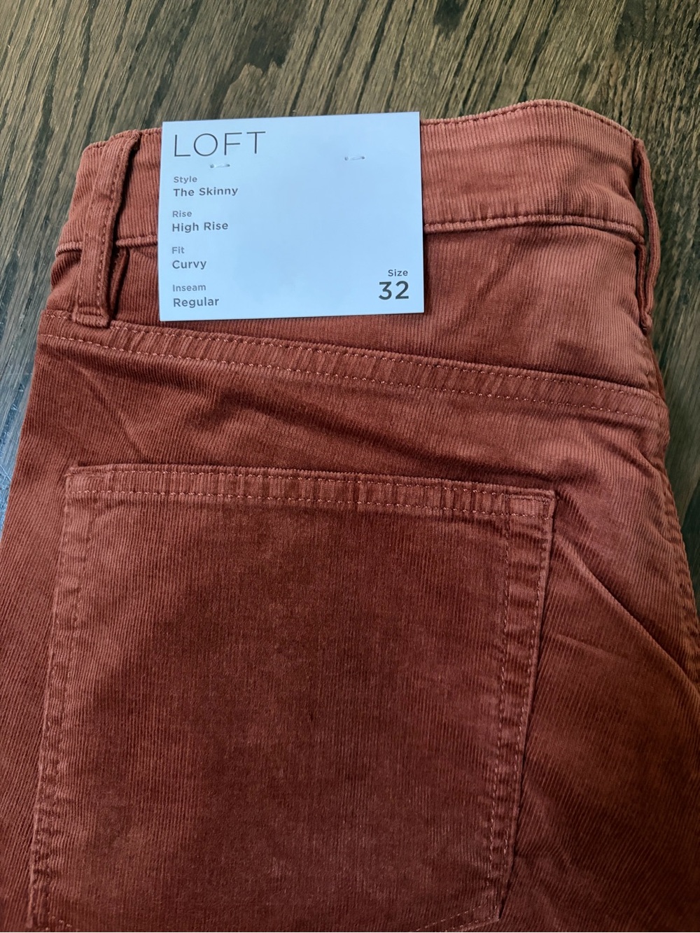 LOFT Women's High Rise Curvy Skinny Corduroy Jeans Sz 14 Burnt Sienna/Rust color - Picture 3 of 8